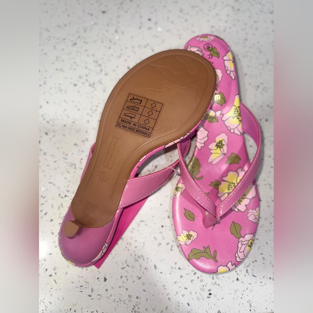 NWT Rampage Pink Floral Women's Sandals SIZE 9 - Picture 4 of 11